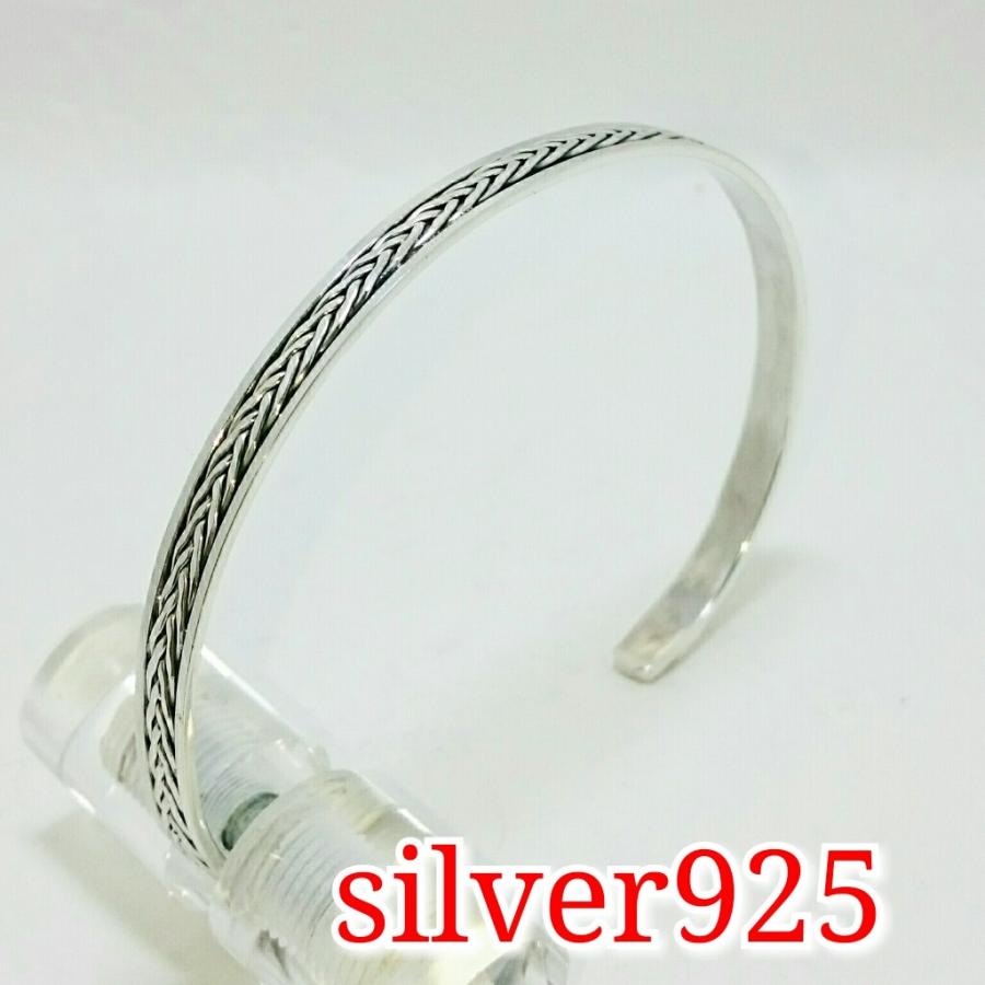 送料無料 シルバーバングル シンプル ロープ調デザイン 激安 シルバー925 |  | 01