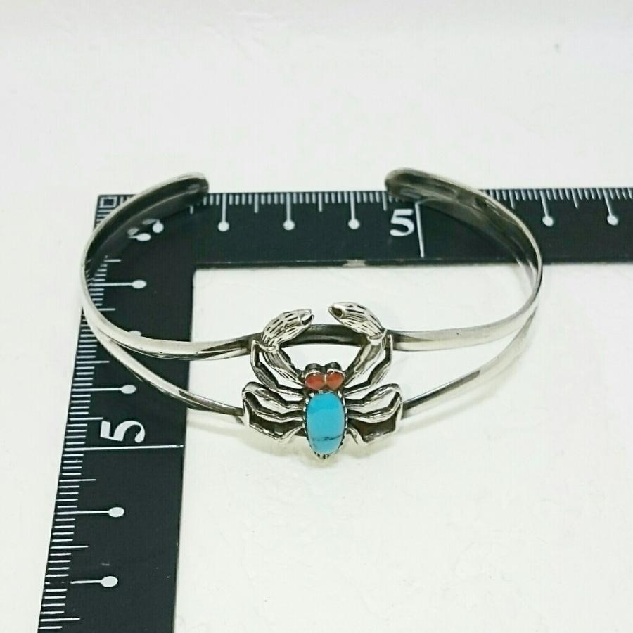 送料無料 シルバーバングル ターコイズ＆コーラル サソリデザイン 激安 シルバー925 |  | 02