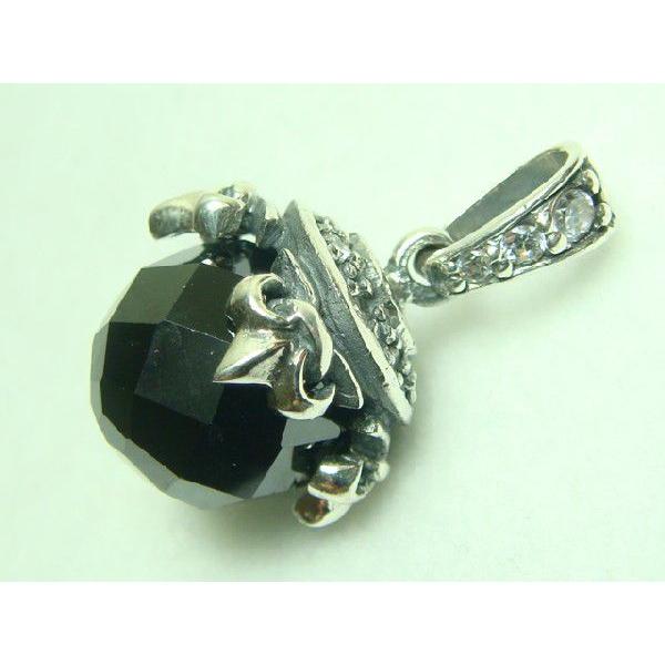 送料無料 メチャ渋ハード系 ブラック＆クリアジルコニア フローラルペンダントトップ リバーシブル シルバー925 プレゼントにもおススメ | 