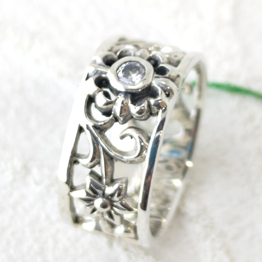 ゴシック系デザイン フローラル/ジルコニア リング/指輪 sv925