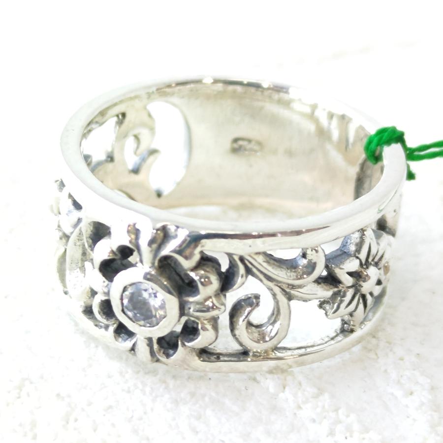 ゴシック系デザイン フローラル/ジルコニア リング/指輪 sv925