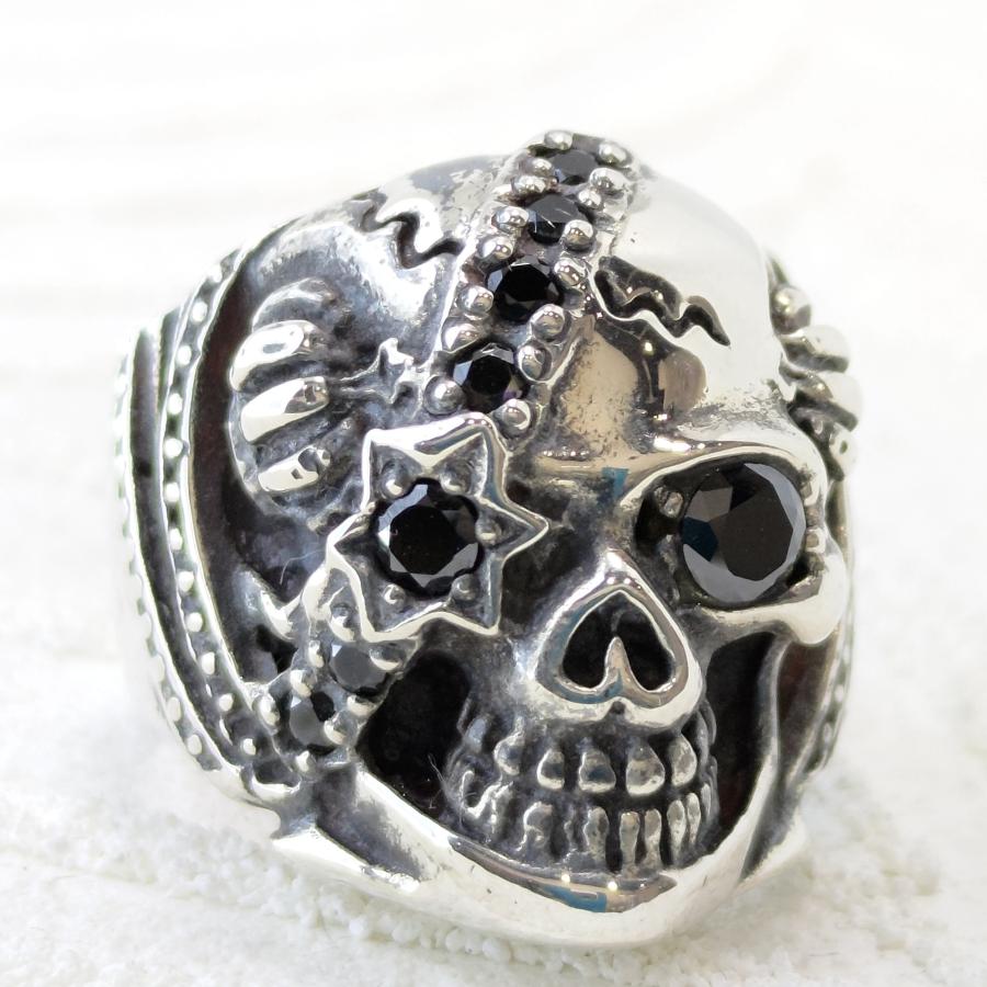 スカルリング/骸骨 ブラックジルコニア多数 存在感抜群 リング/指輪 sv925 シルバー925 |  | 01