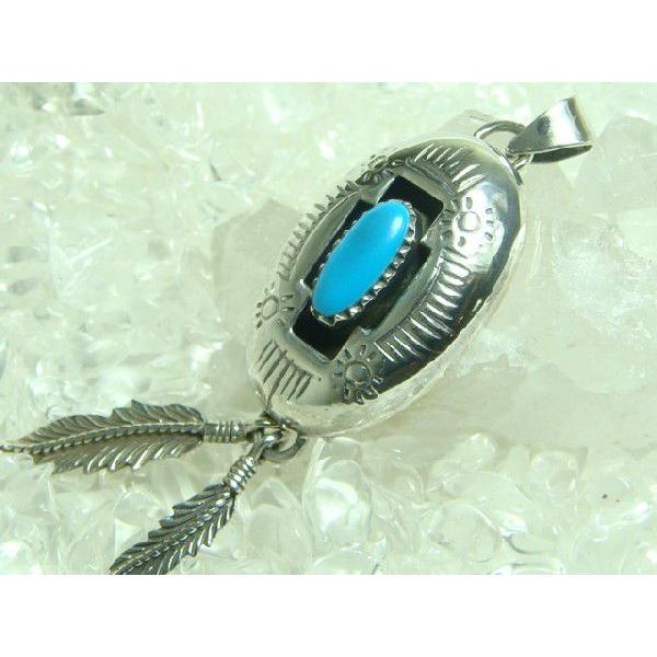 ネイティブ系ペンダントトップ　ブルーターコイズ＆Wフェザー　シルバー925 |  | 01