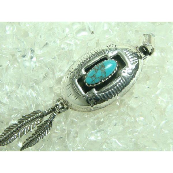 ネイティブ系ペンダントトップ　ブルーターコイズ＆Wフェザー　シルバー925 | 