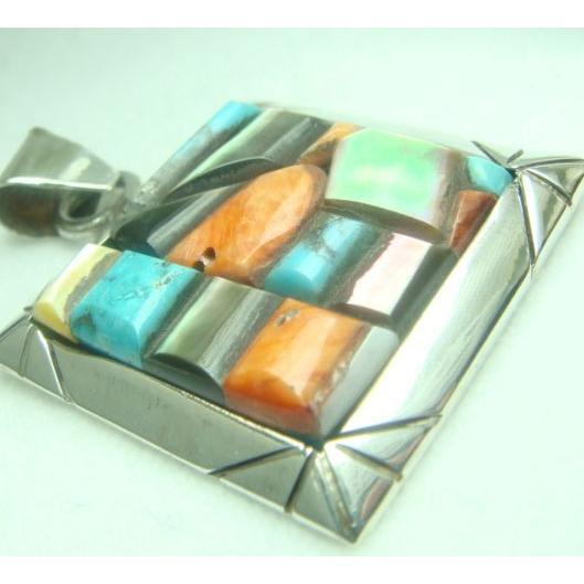 激安　ネイティブ系ペンダントトップ　シェル＆ターコイズ＆サンゴ　シルバー925 | 