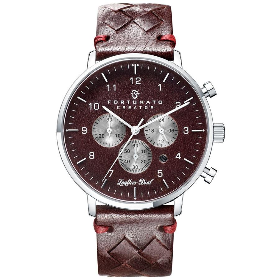 クロノグラフ 腕時計 メンズ イタリアンレザー 本革 Fortunato フォルトゥナート クリエイター 44mm レザーダイヤル バーガンディ シルバー Fw003 Ss 6h Bu Empire 通販 Yahoo ショッピング