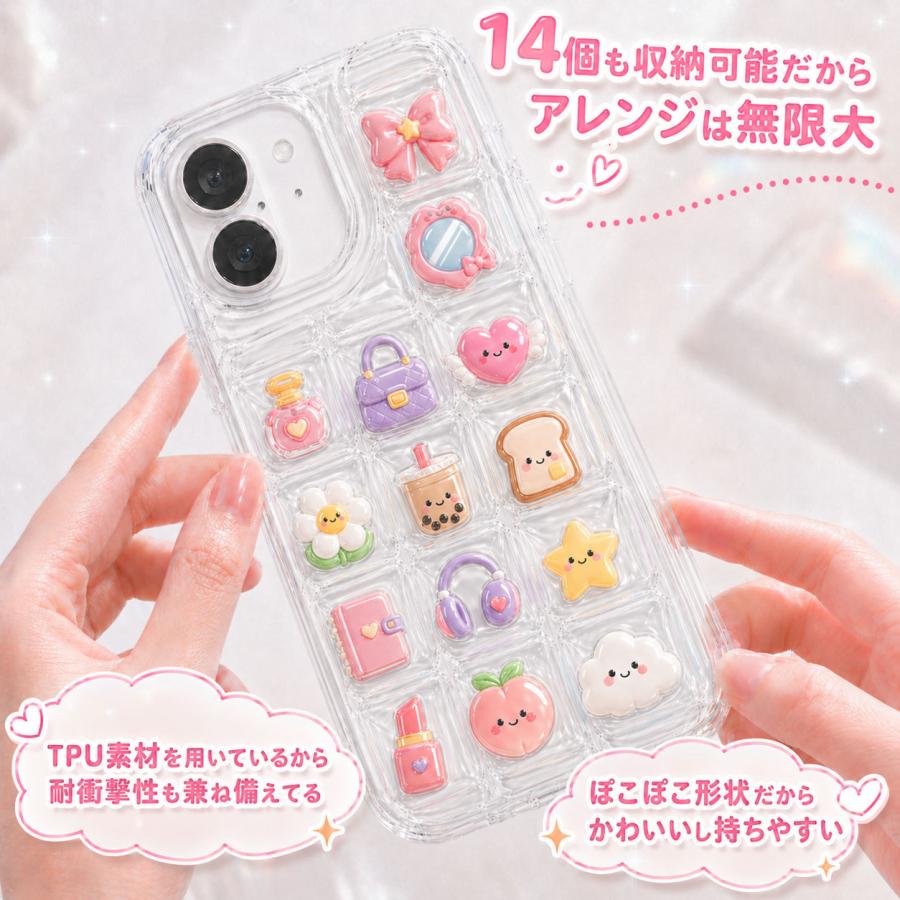 iPhone17 16 15 14 ケース 小物が入る スマホケース ぽこぽこ ぷっくり シャカシャカ クリア 透明 TPU かわいい おはじき デコ 立体  おしゃれ 韓国 耐衝撃  互 | エンパイア | 03