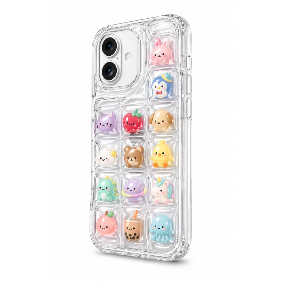 iPhone17 16 15 14 ケース 小物が入る スマホケース ぽこぽこ ぷっくり シャカシャカ クリア 透明 TPU かわいい おはじき デコ 立体  おしゃれ 韓国 耐衝撃  互 | エンパイア | 05