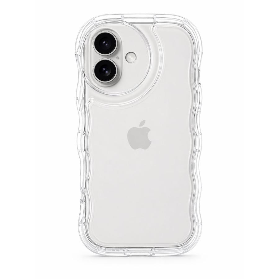 iPhone17 16 ケース アクスタが入る スマホケース ぷっくり シャカシャカ ウェーブ クリア 透明 TPU かわいい 推し活 デコ 立体  おしゃれ 韓国 耐衝撃  互換品 | エンパイア | 02