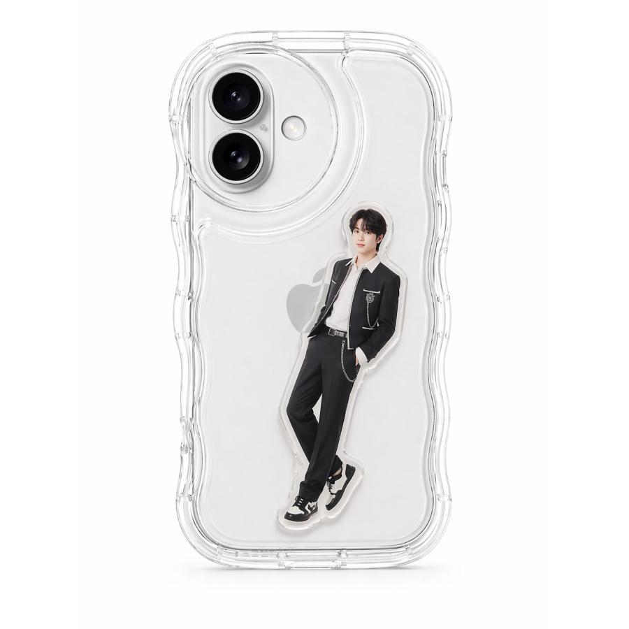 iPhone17 16 ケース アクスタが入る スマホケース ぷっくり シャカシャカ ウェーブ クリア 透明 TPU かわいい 推し活 デコ 立体  おしゃれ 韓国 耐衝撃  互換品 | エンパイア | 03