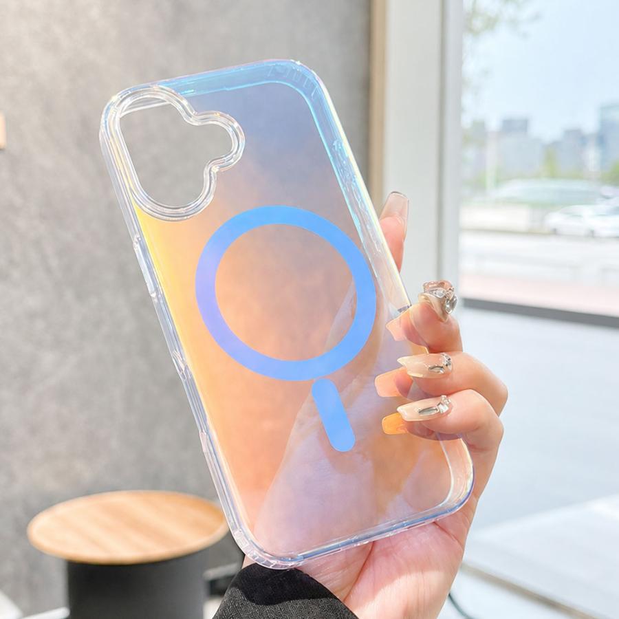 iPhone17 ケース クリア 透明 オーロラ magsafe対応 17e 16e 16 マグセーフ 背面クリア おしゃれ かわいい 韓国 レディース 人気 大人 カバー シンプル キラキラ | エンパイア | 04