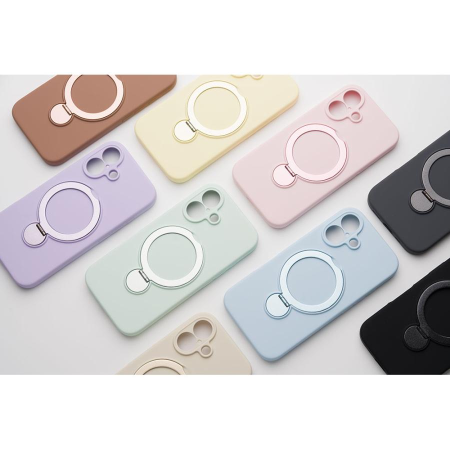 iPhone16 ケース MagSafe 360度回転 スタンド リング シリコン 大人 かわいい おしゃれ カバー スマホケース empire | エンパイア | 01