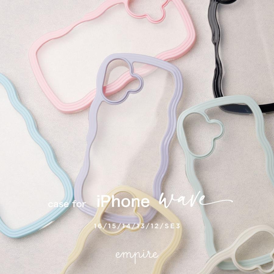 iPhone16 15 14 13 12 SE3 SE2 ケース 背面クリア 透明 可愛い おしゃれ うねうね なみなみ 推し活 ウェーブ 韓国 ブランド 推し活 波 | エンパイア
