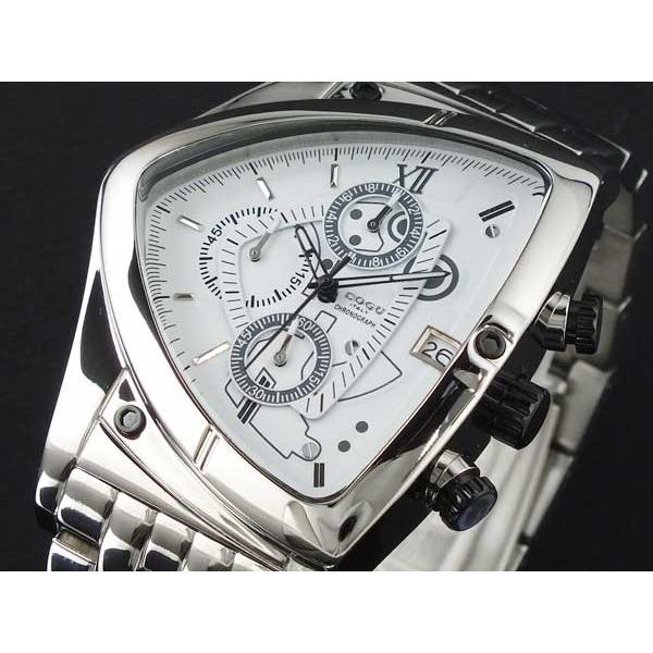 コグ COGU アシンメトリー クロノグラフ 腕時計 メタルベルト C43M-WH ホワイト ホワイト｜empirewatch｜02