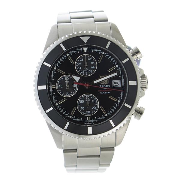 エルジン ELGIN クロノ クオーツ メンズ 腕時計 FK1418S-B ブラック 国内正規品 ブラック｜empirewatch｜03