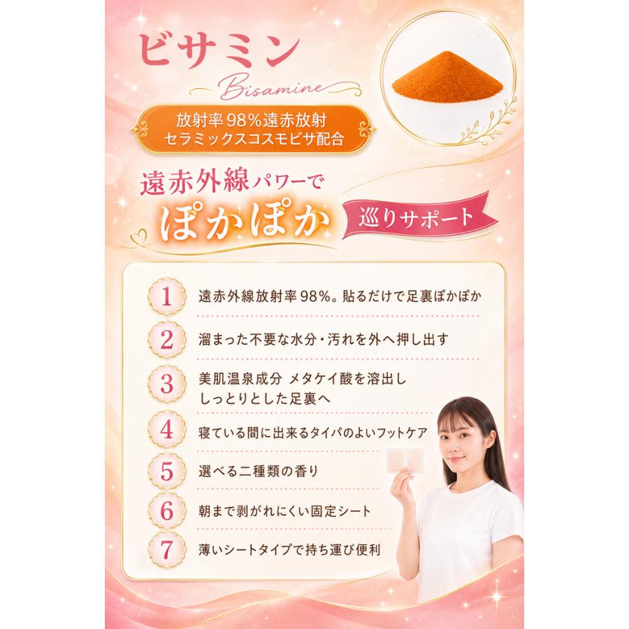 足裏遠赤シート ビサミン 大容量タイプ 遠赤 足 すっきりシート 足 パック リラックス 足 スッキリ 足裏 パック フットケア えんせき足裏シート 人気  貼るタイ |  | 13
