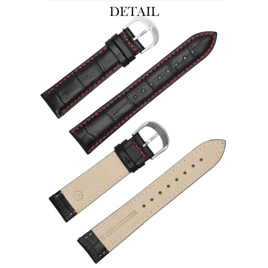 腕時計替えベルト 黒x赤ステッチ empt watch 腕時計ベルト ブラック 黒 赤ステッチ レッド バネ棒外し セット 革ベルト ベルト交換 バンド交換  ベルト バンド |  | 06