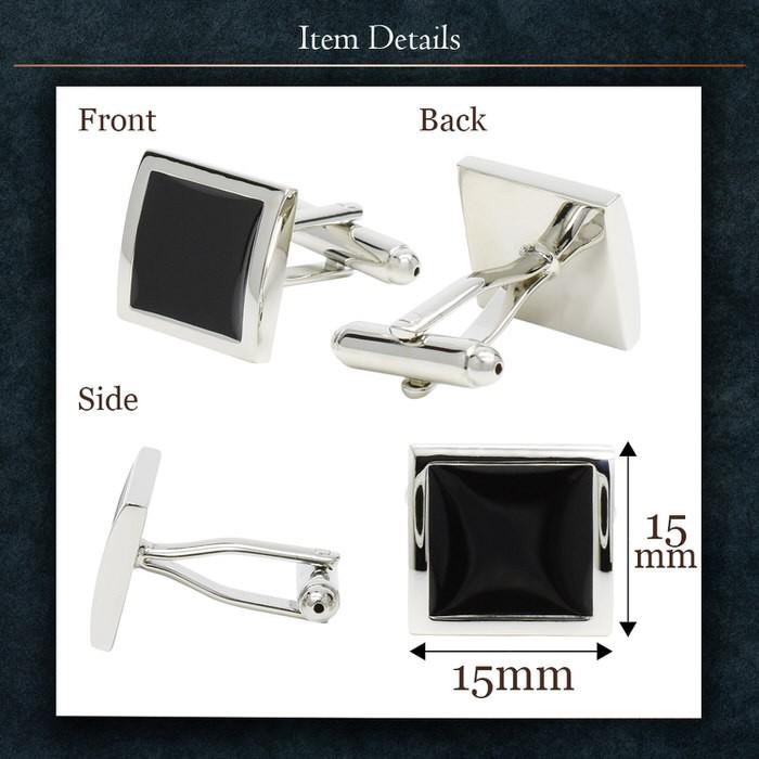 カフス スクエア ブラック カフスリンクス メンズ 紳士 結婚式 ビジネス 付け方 プレゼント 彼氏 人気 セット Cuffs |  | 03