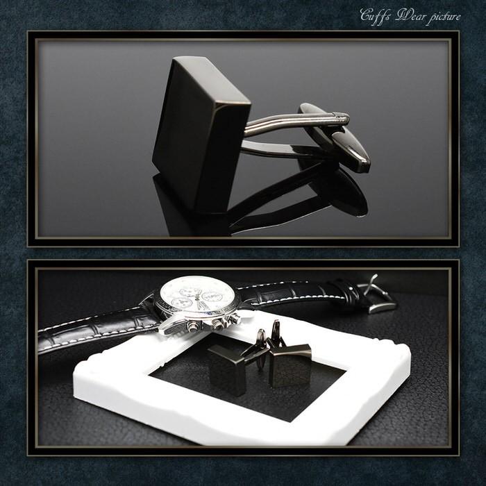 カフス シンプル スクエア ブラック カフリンクス メンズ 大人の男 結婚式 パーティー 付け方 プレゼント 上司 ギフト セット ダブルカフス |  | 02