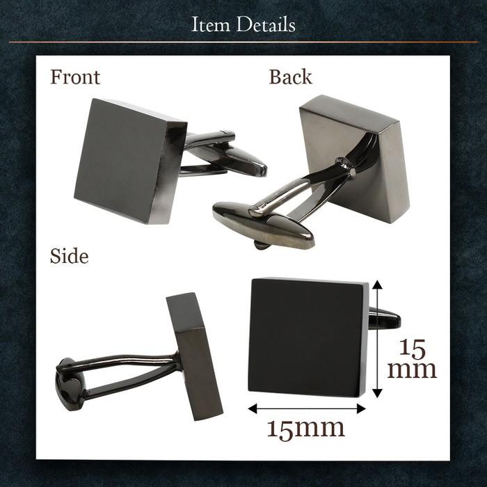 カフス シンプル スクエア ブラック カフリンクス メンズ 大人の男 結婚式 パーティー 付け方 プレゼント 上司 ギフト セット ダブルカフス |  | 03