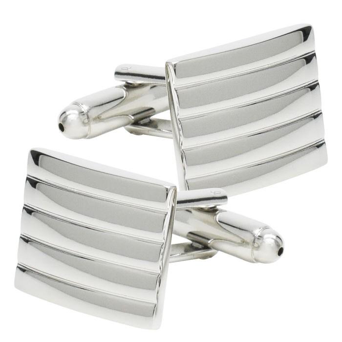 カフス シルバー 正方形 横ストライプ カフス メンズ 紳士小物 結婚式 ビジネス シャツ プレゼント 旦那 ギフト セット 職場 | 