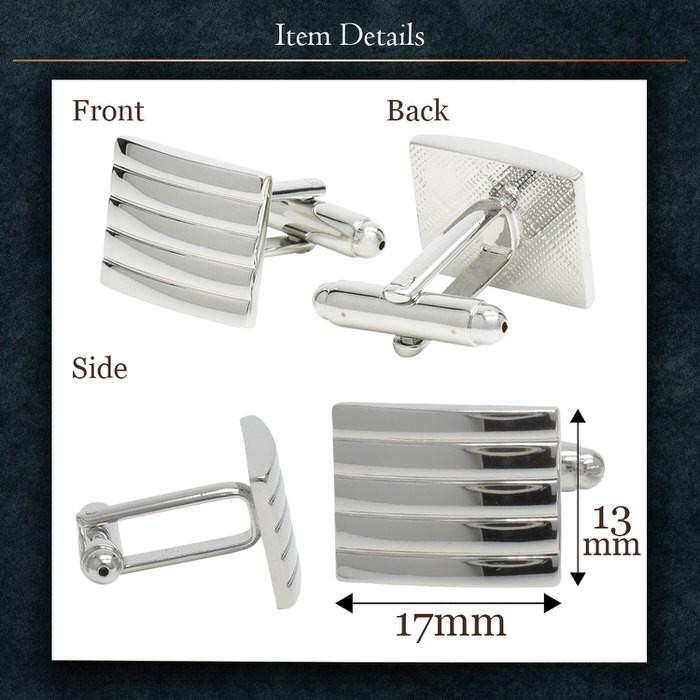 カフス シルバー 正方形 横ストライプ カフス メンズ 紳士小物 結婚式 ビジネス シャツ プレゼント 旦那 ギフト セット 職場 |  | 03
