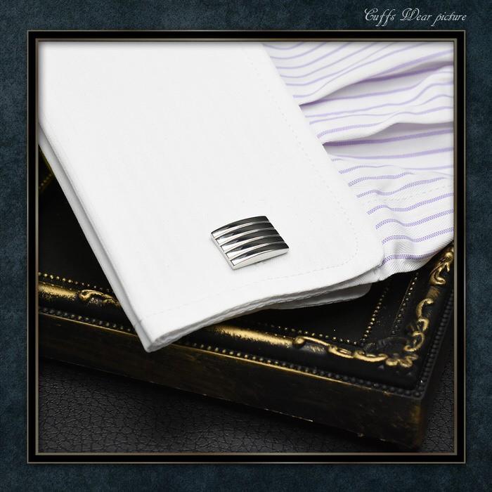 カフス シルバー 正方形 横ストライプ カフス メンズ 紳士小物 結婚式 ビジネス シャツ プレゼント 旦那 ギフト セット 職場 |  | 04