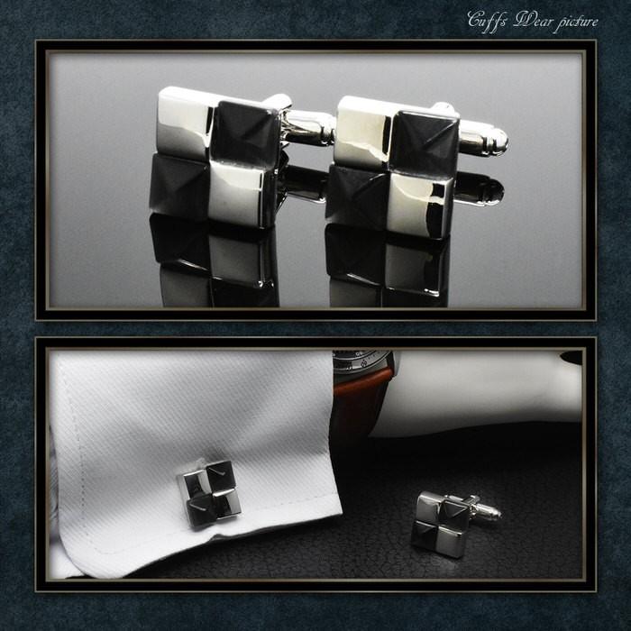 カフス スクエアブロック ブラック カフスボタン メンズ 男性用 結婚式 冠婚葬祭 シャツ プレゼント 同僚 就職祝い セット 袖 |  | 02