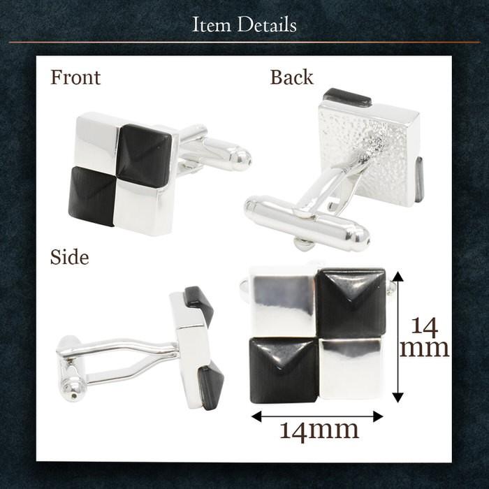 カフス スクエアブロック ブラック カフスボタン メンズ 男性用 結婚式 冠婚葬祭 シャツ プレゼント 同僚 就職祝い セット 袖 |  | 03