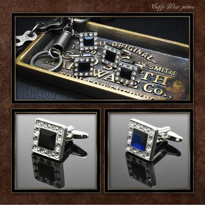 カフス クリスタル ストーン スクエア カフリンクス メンズ スーツ 結婚式 誕生日 シャツ プレゼント 上司 ギフト  ダブルカフス |  | 04