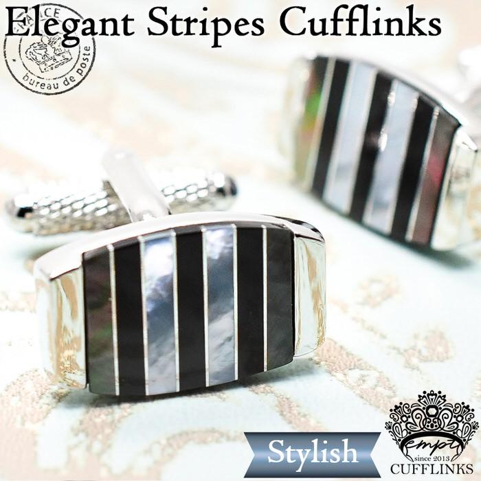 ブラック ストライプ ラグジュアリー カフス カフスボタン メンズ 男性用 結婚式 冠婚葬祭 シャツ プレゼント 同僚 就職祝い セット 袖 | 