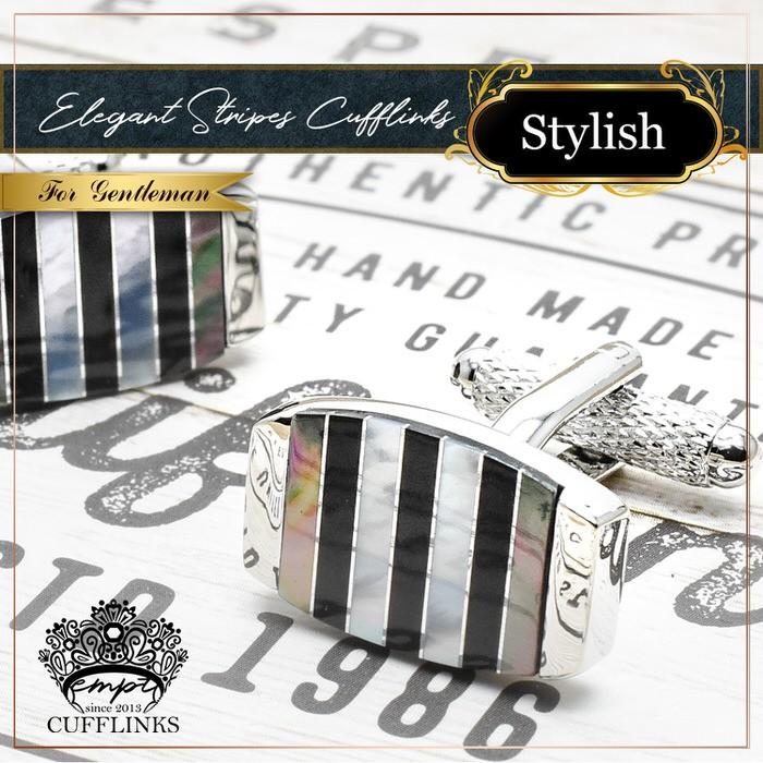 ブラック ストライプ ラグジュアリー カフス カフスボタン メンズ 男性用 結婚式 冠婚葬祭 シャツ プレゼント 同僚 就職祝い セット 袖 |  | 05