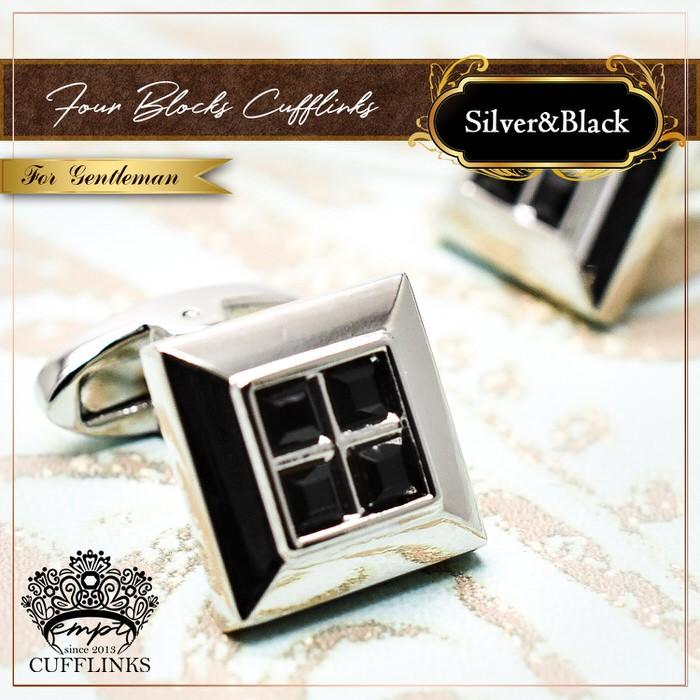ブラック シルバー フォースクエア カフス カフリンクス メンズ 大人の男 結婚式 パーティー 付け方 プレゼント 上司 ギフト セット ダブルカフス |  | 05