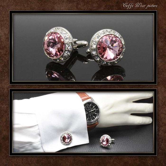 ピンク カットストーン サークル カフス カフス メンズ 紳士小物 結婚式 ビジネス シャツ プレゼント 旦那 ギフト セット 職場 |  | 02