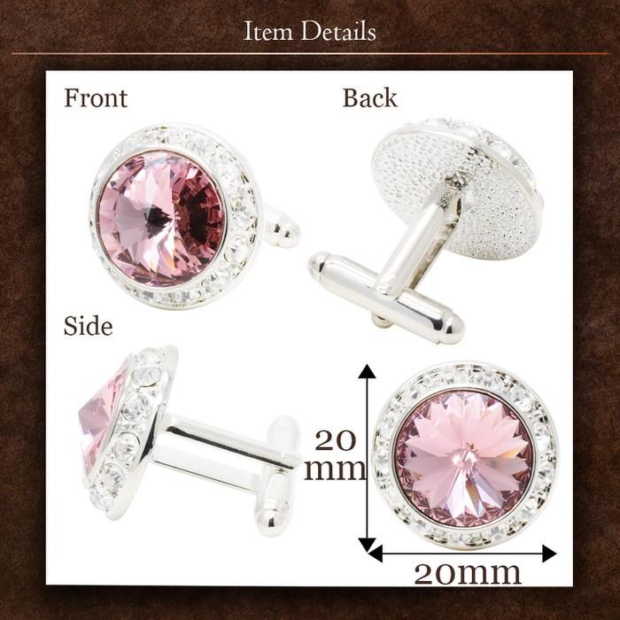 ピンク カットストーン サークル カフス カフス メンズ 紳士小物 結婚式 ビジネス シャツ プレゼント 旦那 ギフト セット 職場 |  | 03