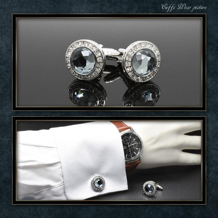 スカイ カットストーン サークル カフス カフスボタン メンズ 男性 結婚式 パーティー シャツ プレゼント 旦那 贈り物 セット 袖 |  | 02