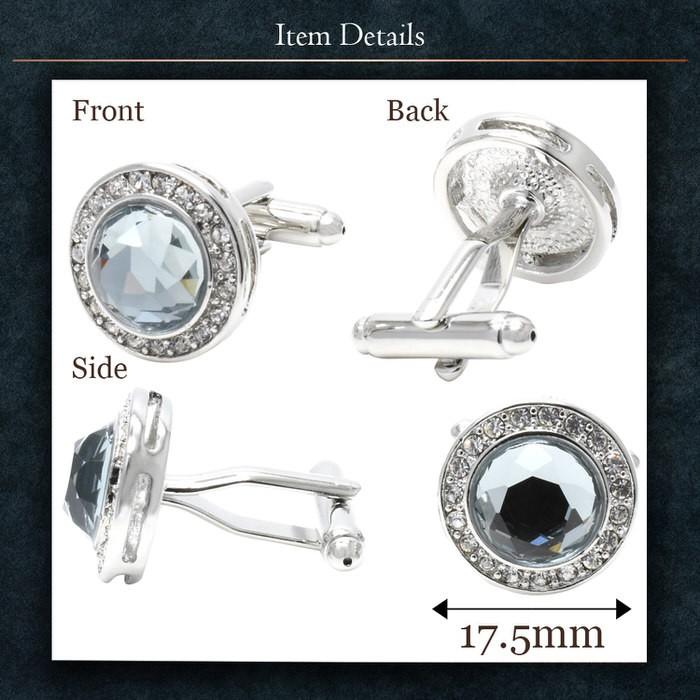 スカイ カットストーン サークル カフス カフスボタン メンズ 男性 結婚式 パーティー シャツ プレゼント 旦那 贈り物 セット 袖 |  | 03