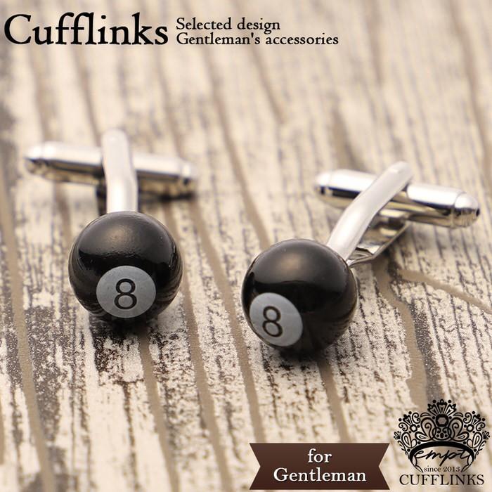 カフス エイトボール 8ボール ビリヤード  カフスボタン メンズ 男性 結婚式 パーティー シャツ プレゼント 旦那 贈り物 セット 袖 | 