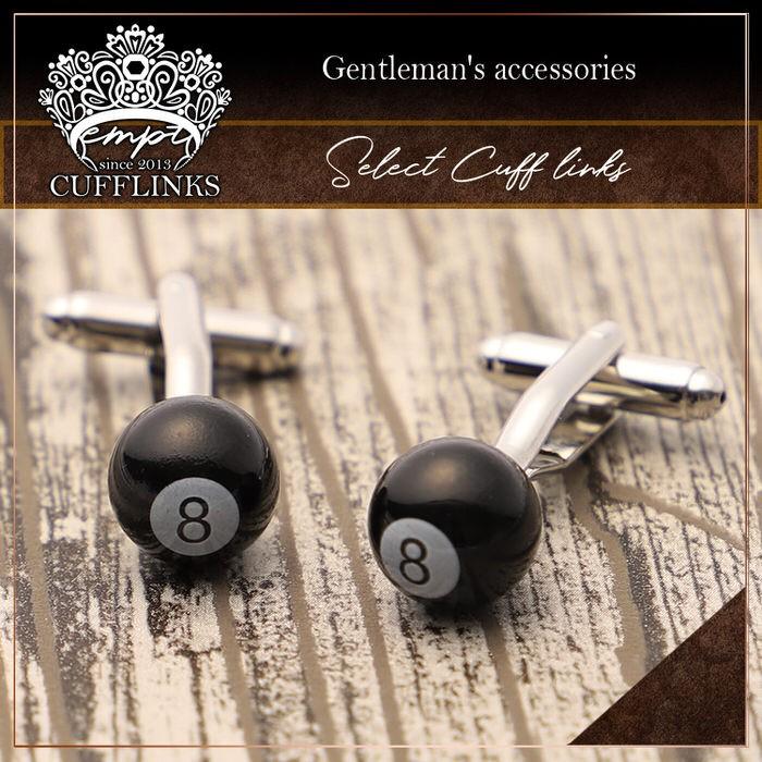 カフス エイトボール 8ボール ビリヤード  カフスボタン メンズ 男性 結婚式 パーティー シャツ プレゼント 旦那 贈り物 セット 袖 |  | 01