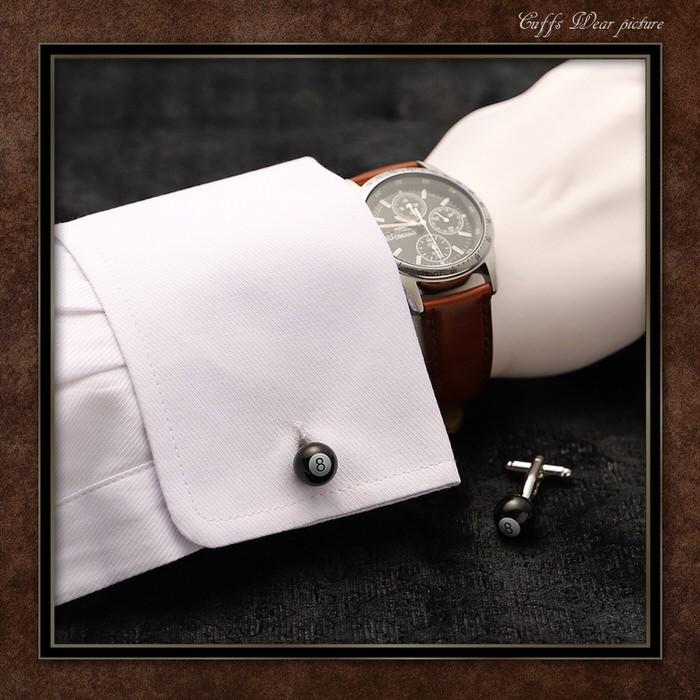 カフス エイトボール 8ボール ビリヤード  カフスボタン メンズ 男性 結婚式 パーティー シャツ プレゼント 旦那 贈り物 セット 袖 |  | 02