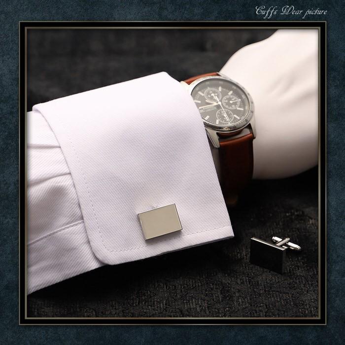 カフス レクタングル シンプル シルバー 銀  カフリンクス メンズ 大人の男 結婚式 パーティー 付け方 プレゼント 上司 ギフト セット ダブルカフス |  | 02