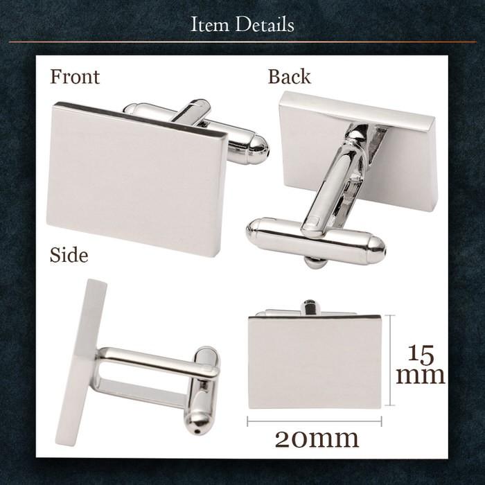 カフス レクタングル シンプル シルバー 銀  カフリンクス メンズ 大人の男 結婚式 パーティー 付け方 プレゼント 上司 ギフト セット ダブルカフス |  | 04