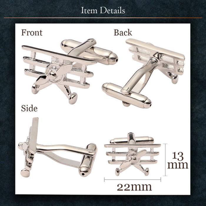 カフス 飛行機 プロペラ シルバー  カフリンクス メンズ 大人の男 結婚式 パーティー 付け方 プレゼント 上司 ギフト セット ダブルカフス |  | 04