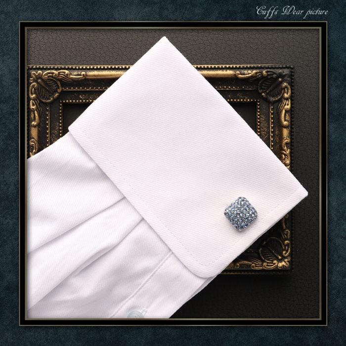 カフス スクエア カットストーン ブルー  カフリンクス メンズ 大人の男 結婚式 パーティー 付け方 プレゼント 上司 ギフト セット ダブルカフス |  | 05