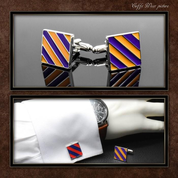 ストライプ ツートン カフス カフリンクス メンズ 大人の男 結婚式 パーティー 付け方 プレゼント 上司 ギフト  ダブルカフス |  | 02