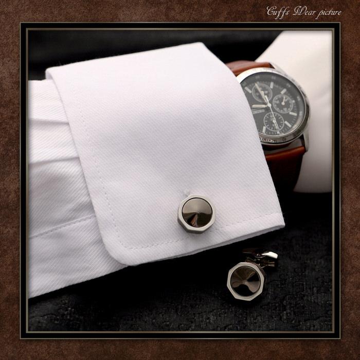 オクタゴン デザイン カフス シルバー 銀  カフスリンクス メンズ 男 結婚式 誕生日 使い方 プレゼント 彼氏 人気 セット Cuffs |  | 02