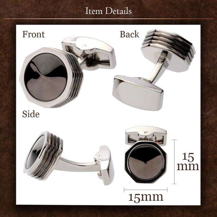 オクタゴン デザイン カフス シルバー 銀  カフスリンクス メンズ 男 結婚式 誕生日 使い方 プレゼント 彼氏 人気 セット Cuffs |  | 04