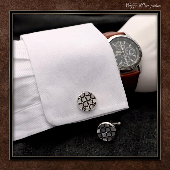 サークル ブラック 黒 シルバー 銀 コンビ デザイン カフス  カフスリンクス メンズ 男 結婚式 誕生日 使い方 プレゼント 彼氏 人気 セット Cuffs |  | 02