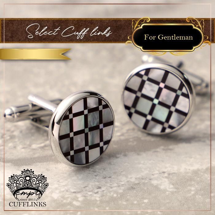サークル ブラック 黒 シルバー 銀 コンビ デザイン カフス  カフスリンクス メンズ 男 結婚式 誕生日 使い方 プレゼント 彼氏 人気 セット Cuffs |  | 03