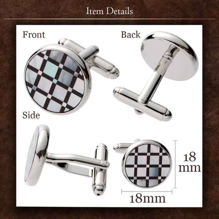 サークル ブラック 黒 シルバー 銀 コンビ デザイン カフス  カフスリンクス メンズ 男 結婚式 誕生日 使い方 プレゼント 彼氏 人気 セット Cuffs |  | 04